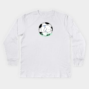 [Shilly Wabbit] Baby Lop Bunny Rabbit Loves Soccer Kids Long Sleeve T-Shirt